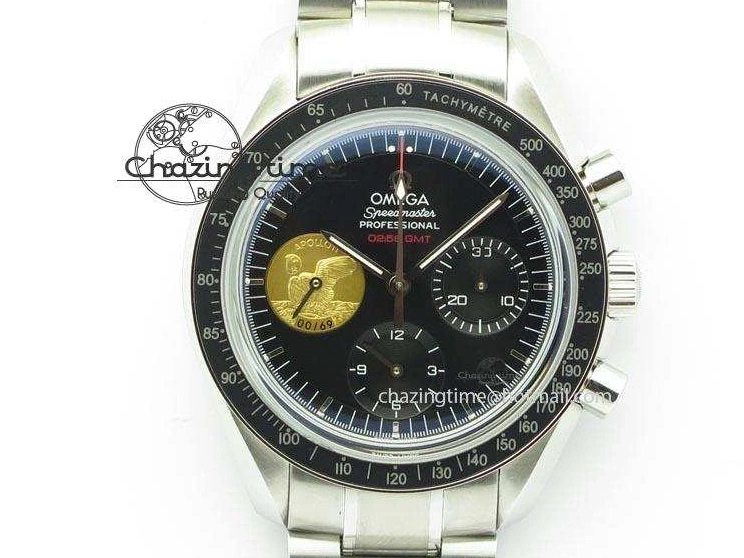 0524 Effortless Speedmaster Apollo 11 On SS Bracelet Manual Winding Chrono Movement 8225